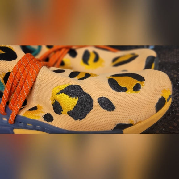 Leopard Print Sneakers with Orange Accents Pharrell NMD Adidas - Picture 10 of 12